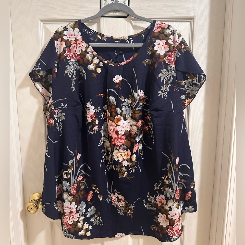 NWT Blue floral blouse